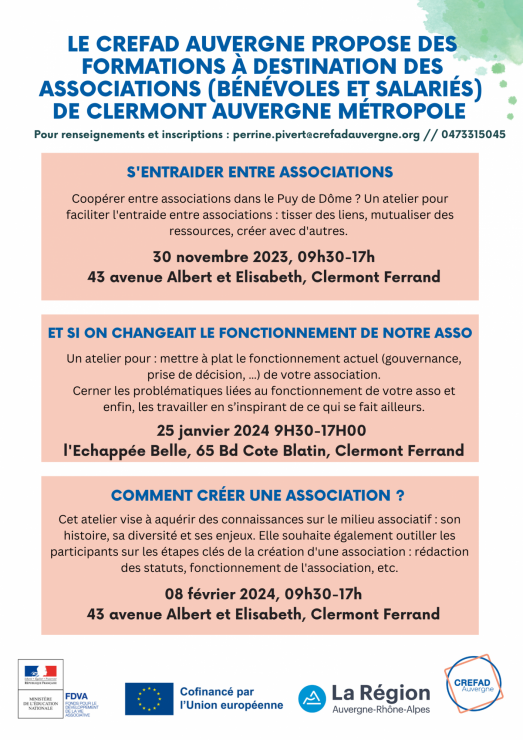 atelier formation Crefad Auvergne