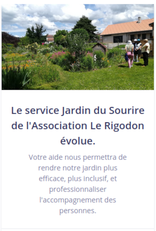 Le service Jardin du Sourire de l'Association Le Rigodon évolue