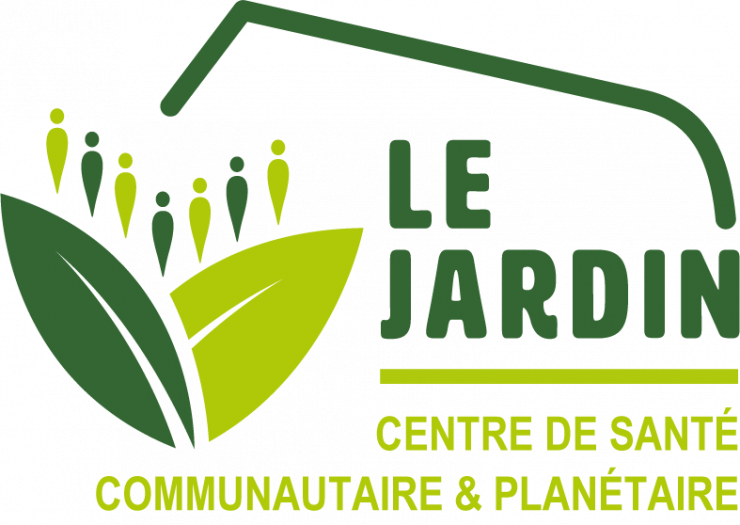 logo du centre de santé avec deux feuilles et des gens au dessus 