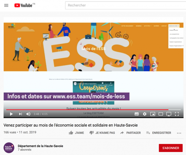 La vidéo de présentation de l'ESS par le département de la Haute-Savoie