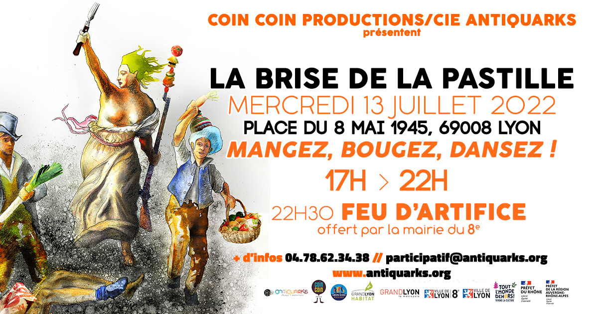 Coin Coin Productions et la Cie Antiquarks recherchent des bénévoles pour l’événement prévu le 13 juillet 2022 – Lyon (69) Coin Coin Productions et la Cie Antiquarks recherchent des bénévoles pour l’événement prévu le 13 juillet 2022 – Lyon (69)