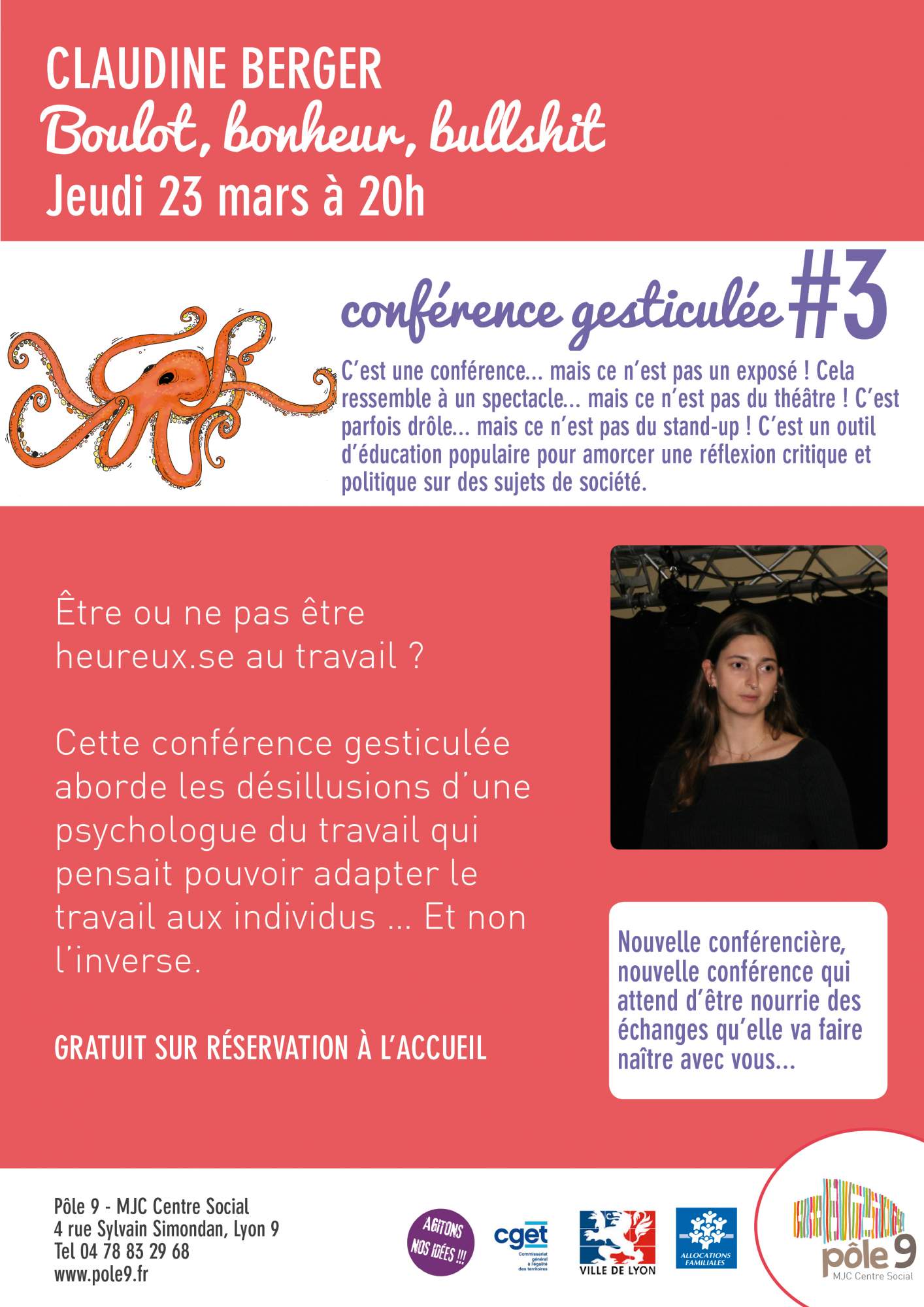 Conférence gesticulée #3 Claudine BERGER : Boulot, bonheur, bullshit