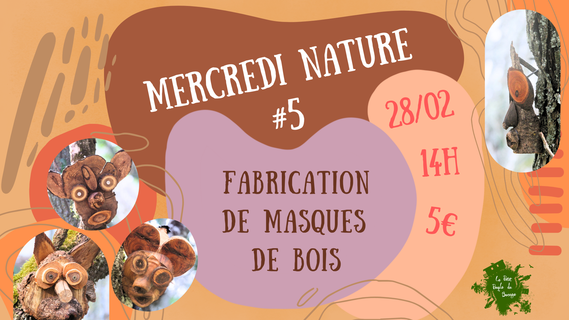 👹​ Mercredi nature #5 : masque de bois 🪵​